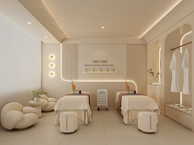 Modern Luxury Beauty Hair Salon Interior With Treatment Beds And Styling Equipment 3d model