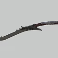 Medieval Curved Sword With Red Leather Wrapped Handle And Silver Ornate Sharp Steel Blade