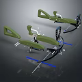 Two Green Tactical Crossbow Weapons With Modern Design Features 3d model