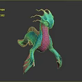 Colorful Mythical Dragon Like Creature With Blue Green Body Pink Belly And Red Tentacles