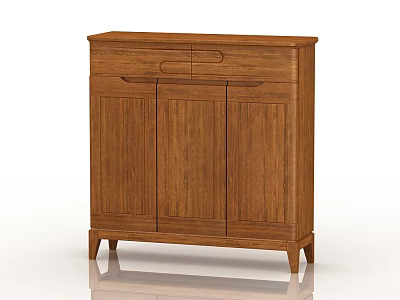 Wooden Shoe Cabinet Classic Design With Three Doors And Two Drawers 3d model