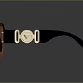 Stylish Sunglasses With Black Frame Orange Lens And Gold Decorative Accents