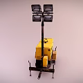 Yellow Mobile Lighting Tower With Generator And Trailer Mounted Four Light Heads 3d model