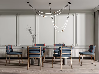 Light Luxury Dining Table and Chair Combination 3d model