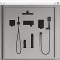 Black Stylish Shower Fixtures Set With Rainfall Head Handheld Shower And Control Valves