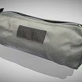 Portable Durable Gray Fabric Pencil Case With Zipper And Leather Label