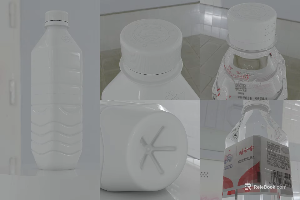 Beverage Plastic Bottle With White Cap Design And Packaging Label Container 3d model 