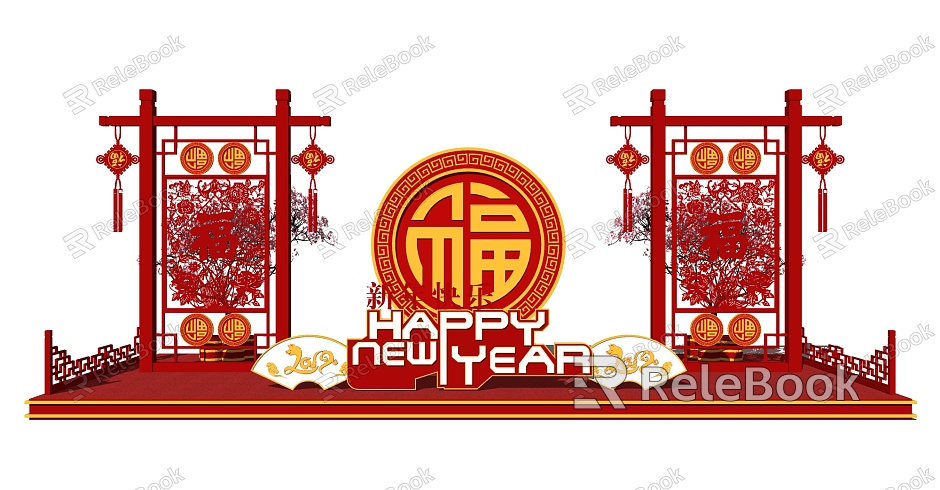 Chinese Style Beauty Chen New Year Spring Festival Stage Beauty Chen Background model