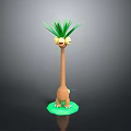 Character Creature With Green Leaves Yellow Eyes Long Brown Neck Brown Body On Green Grass