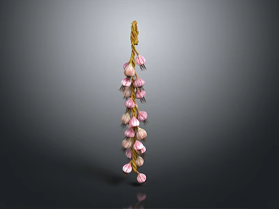 Wisteria Flower Themed Dessert With Pink Petals And Golden Stem Decoration 3d model