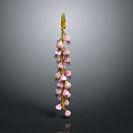 Wisteria Flower Themed Dessert With Pink Petals And Golden Stem Decoration