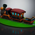 Electric Toy Train 3D Model With Green Track And Red Roof Carriage Design