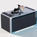 Sleek Modern Cash Register Counter With Digital Display Scanner And LED Accent Lighting