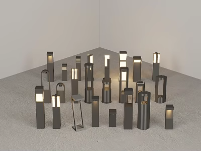 Decorative Modern Outdoor Lights With Various Designs And Styles On 3d model