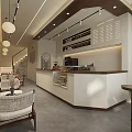 Warm Modern Café Interior Design Featuring Wooden Bar Counter Cozy Seating And Pendant Lights