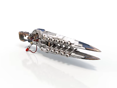 Futuristic Mechanical Weapon With Metallic Blades And Detailed Gear Components 3d model