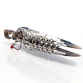 Futuristic Mechanical Weapon With Metallic Blades And Detailed Gear Components
