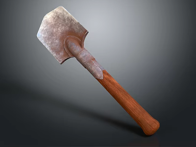 Sturdy Metal Shovel with Rustic Blade and Wooden Handle Hardware Tool Design 3d model