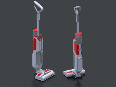 Upright Vacuum Cleaners With White And Red Modern Design For Home Cleaning 3d model