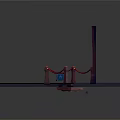 Cartoon Castle Gate Scene With Blue Stained Glass And Red Rope Barriers