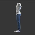 White Polo Shirt And Blue Jeans With White Sneakers Front Back Views