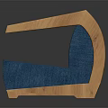 Modern Single Sofa With Blue Fabric And Wooden Arms Contemporary Design