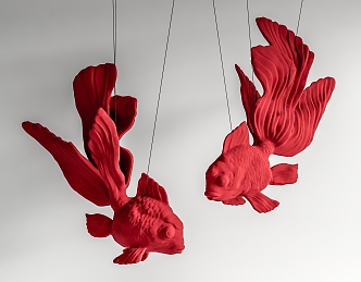 Goldfish sculpture installation 3d model