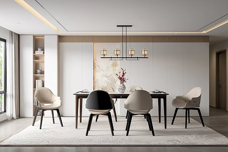 New Chinese Restaurant Dining Table and Chair 3d model