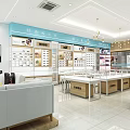Modern Optical Store Interior Design With Eyeglasses Display Counters And Sofa Area 3d model