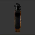 Classic Pistol With Black Metal Body And Brown Wooden Grip Design