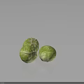 Three Fresh Green Brussels Sprouts With Textured Surface On Dark Background