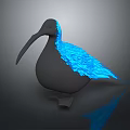 Glossy Black Bird With Long Beak And Blue Gradient Wings