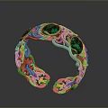 Elegant Gold Bracelet With Green Gemstones And Intricate Filigree Patterns Accessory