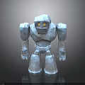 Blue Stone Golem Character With Yellow Eyes Angular Design 3D Model Standing 3d model