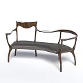 Modern Leisure Chair with Wooden Frame and Leather Seat Elegant Curved Armrests and Unique Design