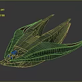 Futuristic Vehicle Design with Teal Exterior Glowing Green Accents and Multiple Sharp Protrusions