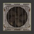 Rusty Metal Caged Electric Fan With Grid Cover And Vintage Style Design