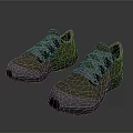 Light Green And White Mesh Design Sneakers With White Laces And Gray Soles