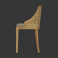 Modern Leisure Chair With Wooden Frame Woven Backrest And Light Gray Padded Seat