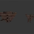 3D Rendered Brown Wooden Brackets in Various Styles on White Background