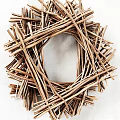 Natural Rattan Handwoven Wall Decor With Circular Grid Square And Striped Design Elements