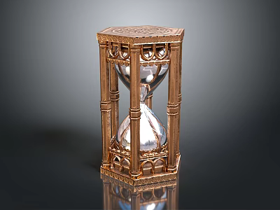 Decorative Hourglass With Golden Frame And Intricate Carved Design For Home Decor 3d model