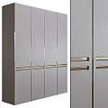 Modern Gray Wardrobe With Multiple Doors And Sleek Metal Handles Design