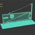 Yellow Barrier Scene Model With Vertical Pole And Textured Base