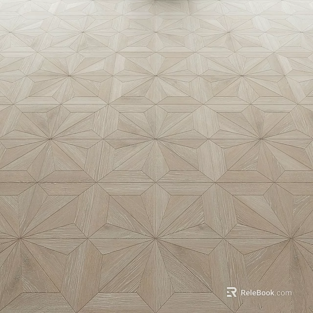 Elegant Wooden Floor With Geometric Interlocking Pattern And Natural Grain Design 3d model