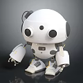 Cute White Robot Character With Big Black Eyes Round Head And Mechanical Limbs
