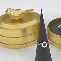 Luxury Jewelry Rings With Open Golden Boxes And Elegant Display Details
