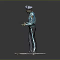 Game Movie Character Police Officer Figurine in Blue Uniform with Cap Standing on White Base