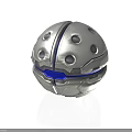 Futuristic Character And Creature With Silver Sphere Blue Accents And Circular Openings