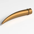 3D Golden Animal Tusk Organ Model With Smooth Surface And Hair